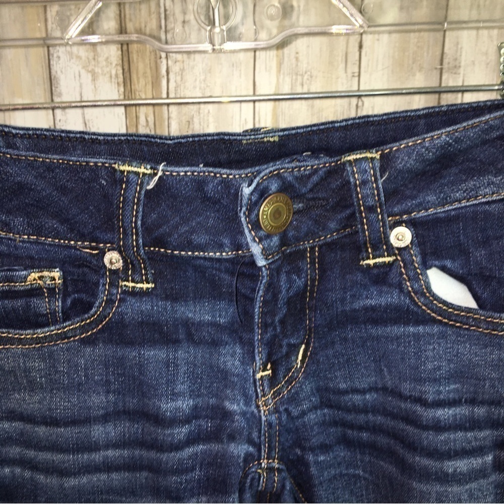 American Eagle Dark Wash Denim Cutoff Shorts - Picture 4 of 6